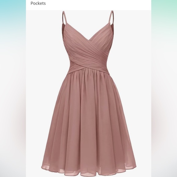 Women's Spaghetti Straps Homecoming Dresses, bridesmaids dress dusty rose size 8 - Picture 4 of 5